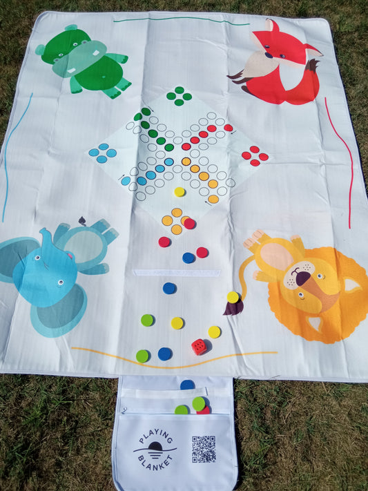 Family blanket game set with animals, 150*180 cm