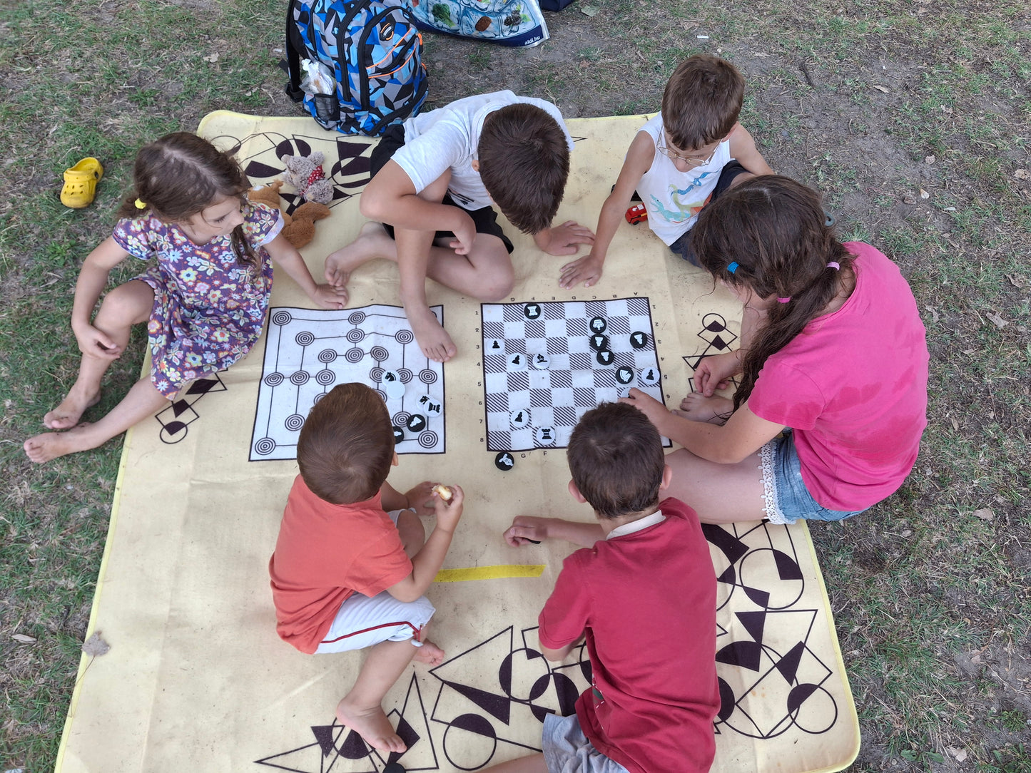 Spieledecke, Schach/Mühle, 140*170 cm, gelb