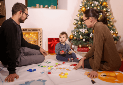 Családi takaró-társasjátékszett állatokkal, 150*180 cm